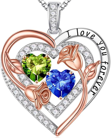 Iefil Christmas Gifts for Women - Sterling Silver Birthstone Necklace Anniversary Birthday Gifts for Her Wife Mom Daughter