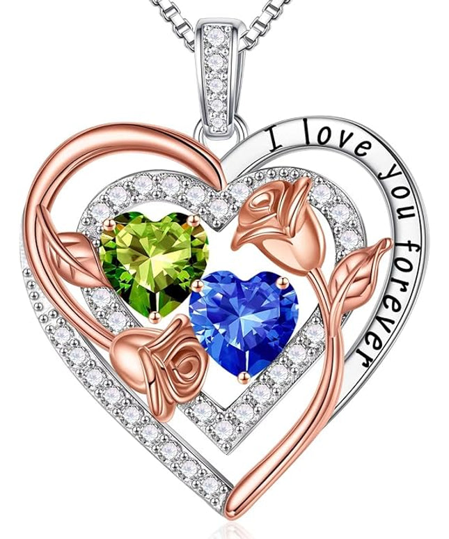Iefil Christmas Gifts for Women - Sterling Silver Birthstone Necklace Anniversary Birthday Gifts for Her Wife Mom Daughter
