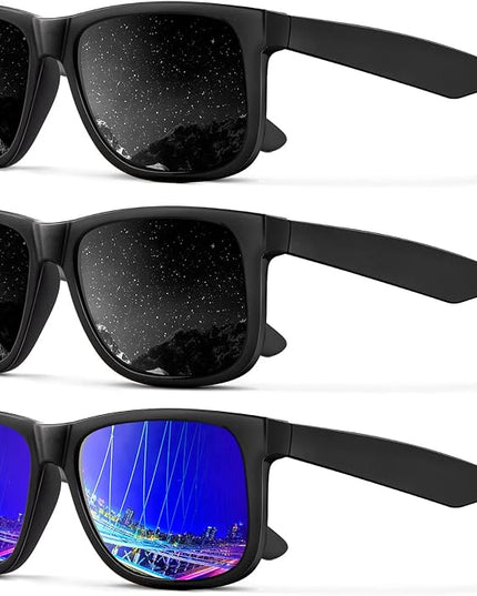 KALIYADI Sunglasses Men Polarized Sun glasses for Mens Womens Classic Matte Black Frame UV Protection 3pack