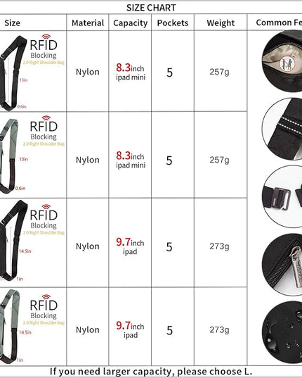 Travel Sling Bag with RFID Pocket, Anti Theft Crossbody Bag for Women Men Casual Chest Outdoor Shoulder Hiking Bag