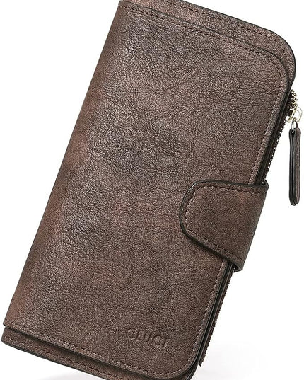 CLUCI Wallet For Women PU Leather RFID Blocking Womens Wallet Bifold Card Holder with ID Window Gifts for Women Birthday | RFID Blocking, Designer, Trifold, Card Holder, ID Window