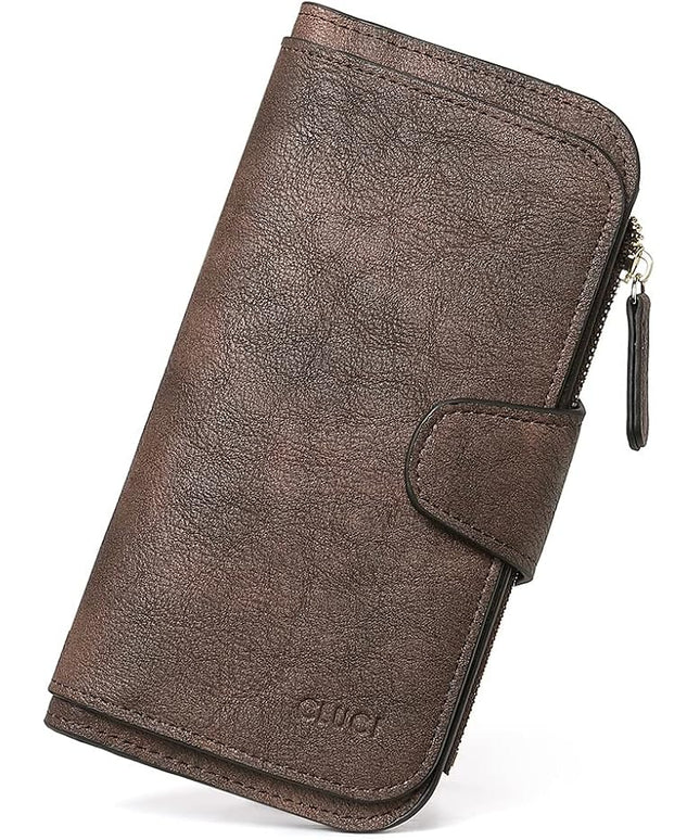 CLUCI Wallet For Women PU Leather RFID Blocking Womens Wallet Bifold Card Holder with ID Window Gifts for Women Birthday | RFID Blocking, Designer, Trifold, Card Holder, ID Window