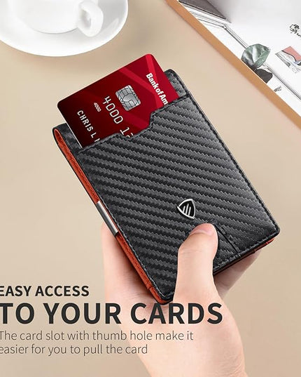 RUNBOX Mens Slim Wallet with Money Clip RFID Blocking Bifold Credit Card Holder for Men with Gift Box