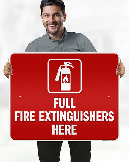 Full Fire Extinguishers Here Sign, 24x30 Inches, 3M EGP Reflective .080 Aluminum, Fade Resistant, Made in USA by My Sign Center