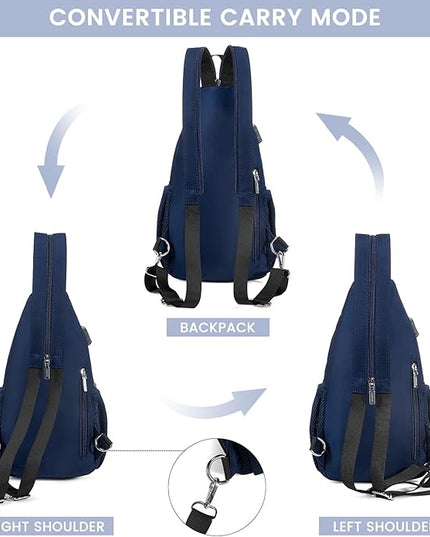 LOVEVOOK Sling Bag for Women Casual Daypack Nylon Crossbody Sling Backpack Travel Shoulder Bag Hiking Daypack