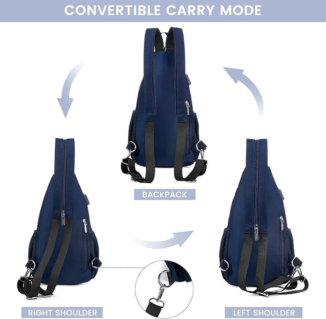 LOVEVOOK Sling Bag for Women Casual Daypack Nylon Crossbody Sling Backpack Travel Shoulder Bag Hiking Daypack