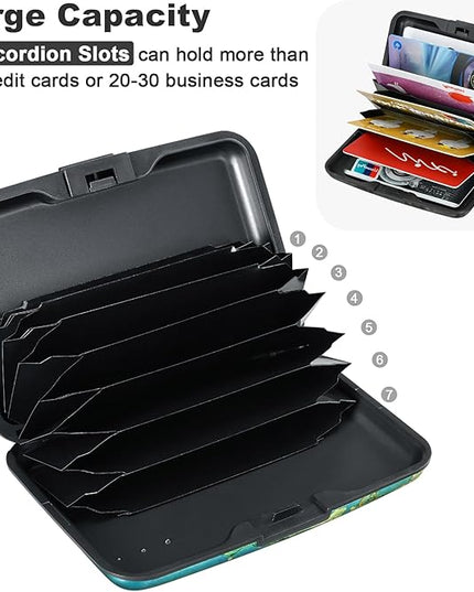 ELFISH Mini RFID Aluminum Wallet Credit Cards Holder Business Card Case Metal ID Case for Men Women（Apricot flower