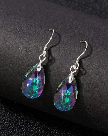 Teardrop Austrian Crystal Drop Dangle Earrings for Women 925 Sterling Silver Hook Hypoallergenic Jewelry