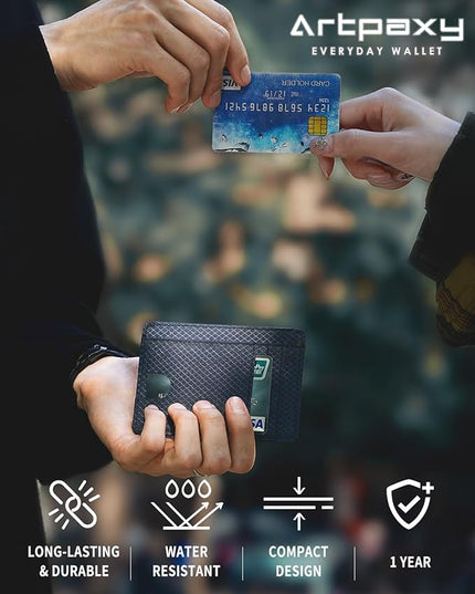Artpaxy Slim Wallet for Men & Women, Minimalist Front Pocket Card Holder for Travel, RFID Blocking, Water Resistant Nylon Wallet for ID & Cash & Credit Card