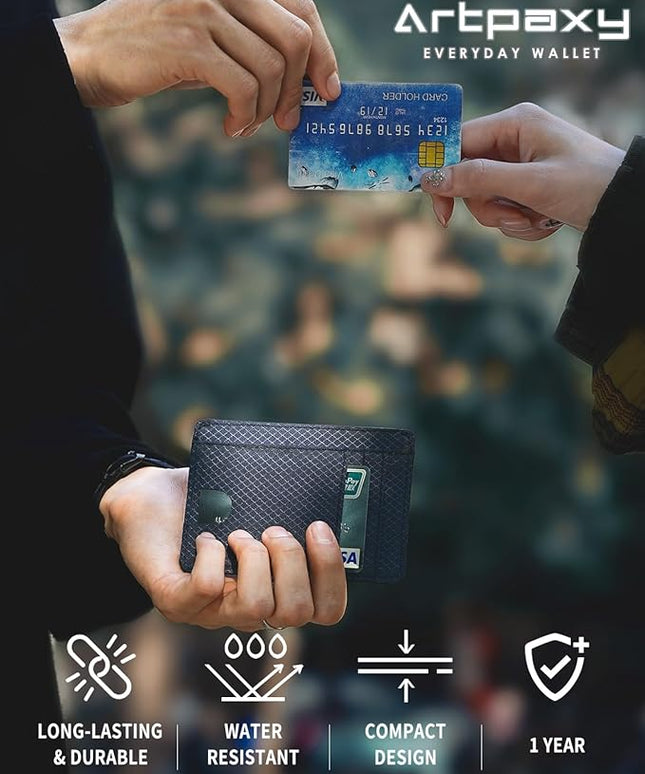 Artpaxy Slim Wallet for Men & Women, Minimalist Front Pocket Card Holder for Travel, RFID Blocking, Water Resistant Nylon Wallet for ID & Cash & Credit Card