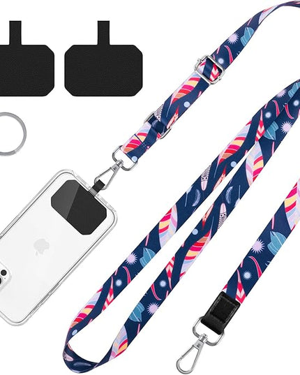 Phone Lanyards, Wrist Lanyards for Keys, Adjustable Shoulder Neck Strap,Universal Crossbody Cell Phone Lanyard for iPhone Case ID Badges,Card Holder, Car Key, and Most Smartphones (Feather)