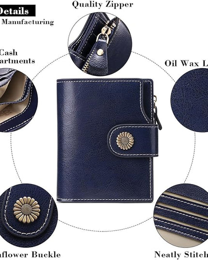 FALAN MULE Small Wallet for Women Leather Bifold Compact Small Womens Wallet with RFID Blocking