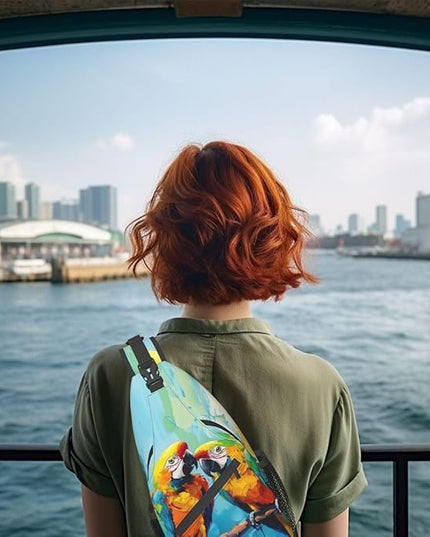 Animal Face Sling Bag Crossbody Bags Chest Bag Backpack for Travel Running and Hiking for Men Women Colorful Parrot 2