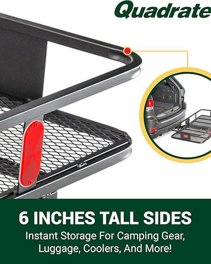 Quadratec Large Cargo Rack Basket Platform, 60" x 24" - Mounts to 2" Receiver Hitch - Great for Hauling Luggage, Camping Gear, Supplies, Generators, and More - Fits Jeeps, Cars, Trucks, SUV & More