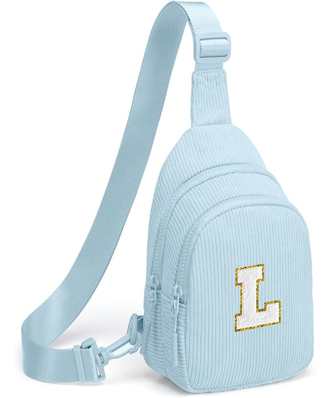 Viverte Small Corduroy Sling Bag Initial Crossbody Bag Fanny Pack for Girls Personalized Birthday Gifts for Teen Girls Gifts