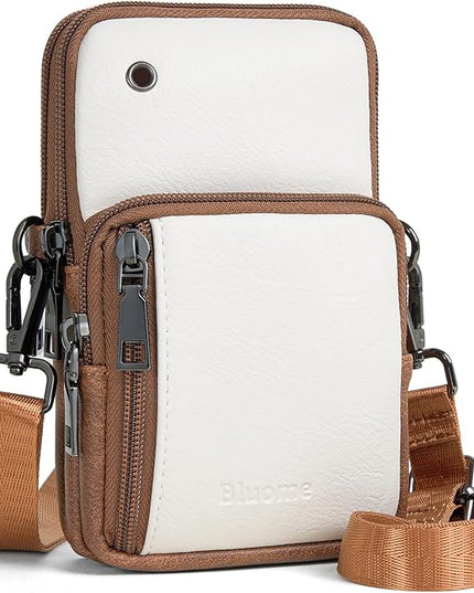 Bluome Small Crossbody Phone Purse for Women –PU Leather Crossbody Handbag Wallets Shoulder Travel Bag with Headphone Jack