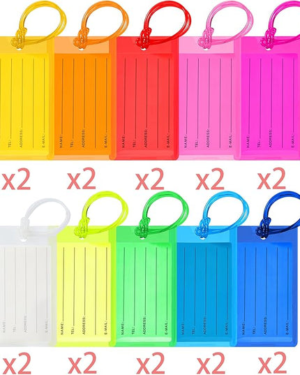 20 Pack Luggage Tags for Suitcases, Airplane Travel Essentials for Flying, International Travel Must Haves, and Luggage Accessories by Sodsay