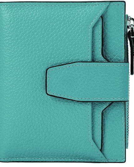 AINIMOER Women's RFID Blocking Leather Small Compact Bi-fold Zipper Pocket Wallet Card Case Purse with id Window