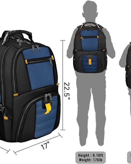 YOREPEK 18.4 Laptop Backpack, Large Backpacks with USB Charger Port, TSA Friendly Flight Approved Weekend Carry on Backpack with Luggage Strap for Men and Women, Roy Blue
