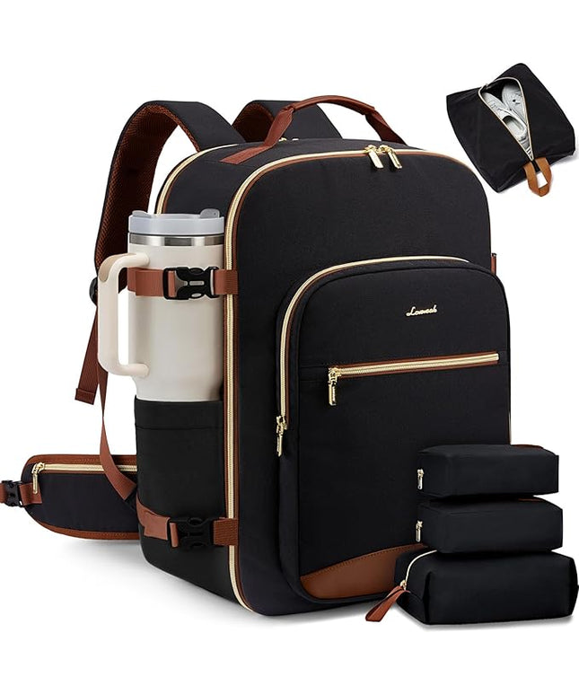 LOVEVOOK 56L Travel Backpack for Women & Men, Airline Approved Carry On Luggage with 3 Packing Cubes, TSA Overnight Bags, Waterproof Personal Item Bag, Weekender Essentials Backpacks fits 17" Laptop