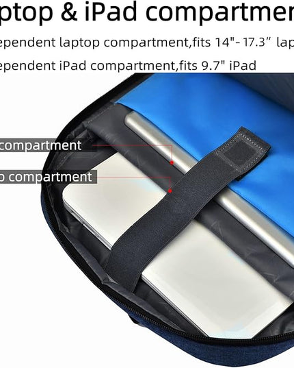 DUSLANG 17 Inch Laptop Backpack for Travel Water Resistant College Backpack for Men Women Laptop Bag with USB Charging Port,Blue