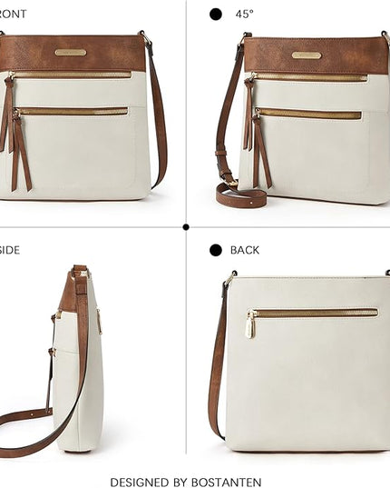 BOSTANTEN Crossbody Purses for Women Medium Shoulder Bag Quilted Handbags with Zipper Pocket
