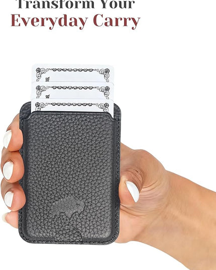 BLACKBROOK Leather Wallet for MagSafe, Duke Slim Full Grain Leather Card Holder, Holds up to 3 Cards, RFID Protection & Easy Access