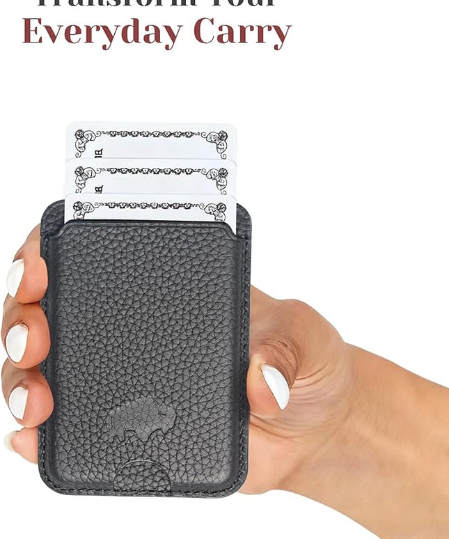 BLACKBROOK Leather Wallet for MagSafe, Duke Slim Full Grain Leather Card Holder, Holds up to 3 Cards, RFID Protection & Easy Access