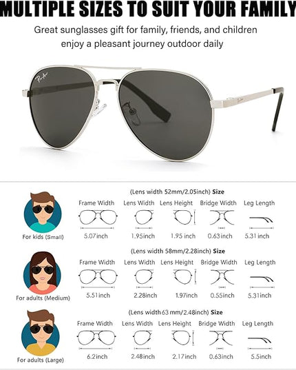 Pro Acme Classic Polarized Aviator Sunglasses 100% UV Protection, 52mm 58mm 63mm
