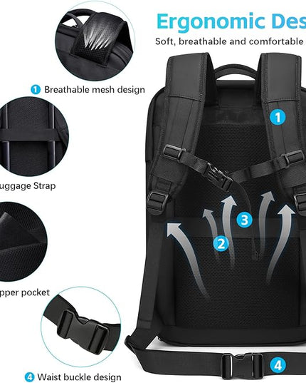 TANGCOLR Vacuum Travel Backpack with Pump for Men Women, 47L Expandable Vacpack Laptop Backpack Flight Approved with Vacuum Compression System