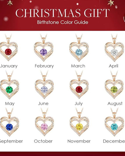 CDE Forever Love Heart Necklaces for Women, Wedding Anniversary, Birthday Mothers Day Christmas Day Gifts for Mom, Mother, Wife, friend, S925 Silver Jewelry with Birthstone Pendant