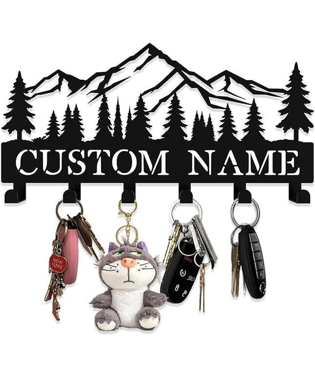 Hppybiry Personalized Metal Key Rack Hooks, Key Holder Wall Mounted Key Hooks, Mountain, Grove Theme Wall Decoration Hooks, Key Hanger Organizer for Living Room, Entryway, Bathroom, Office Decor