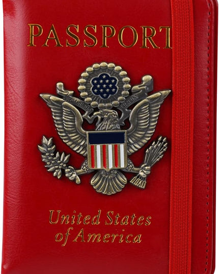 Passport Holder Cover Travel Wallet RFID Blocking Wallets Family Passport Organization Personalized Wallet Case for Men and Women Travel Must Haves (Red)