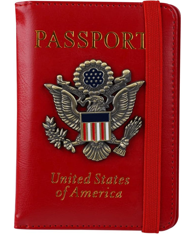 Passport Holder Cover Travel Wallet RFID Blocking Wallets Family Passport Organization Personalized Wallet Case for Men and Women Travel Must Haves (Red)