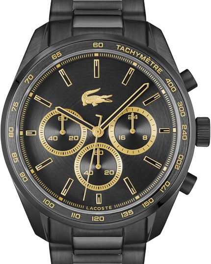 Lacoste Boston Men's Chronograph Watch - Classic Stainless Steel - Tachymeter - Water Resistant up to 5ATM/50 Meters - Modern Design for Him - 42mm