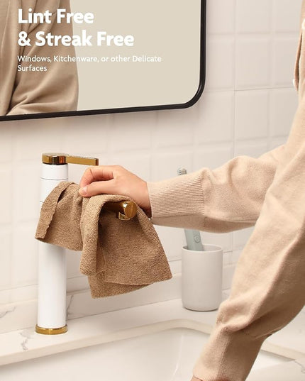 Fantasticlean Microfiber Cleaning Cloth Roll -60 Pack, Tear Away Microfiber Towels, 12" x 12", Reusable, Washable, Scratch Free, Ultra Absorbent Dishcloth for All-Around Cleaning (Beige & Tan)