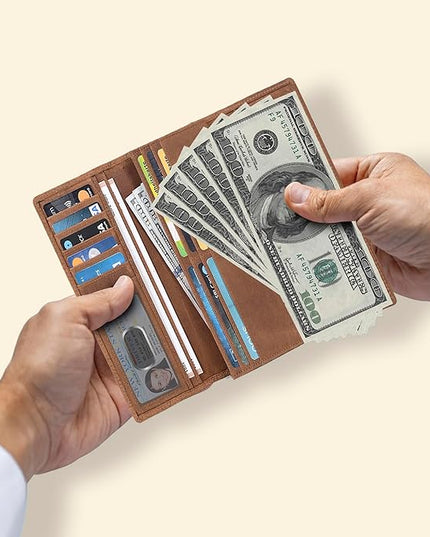 Real Leather Women Wallet Leather with RFID Blocking -Trifold Card Holder Designer Ladies Clutch with ID Window Wallets