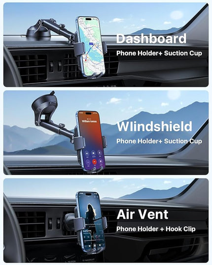 Wireless Car Charger, 15W Fast Charging Auto Clamping Car Charger Phone Mount Phone Holder fit for iPhone 17 16 15 14 13 12 Pro Max 11 SE XR XS for Samsung Galaxy S25 Ultra S24 S23,Black