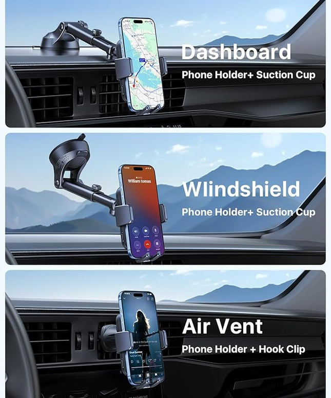 Wireless Car Charger, 15W Fast Charging Auto Clamping Car Charger Phone Mount Phone Holder fit for iPhone 17 16 15 14 13 12 Pro Max 11 SE XR XS for Samsung Galaxy S25 Ultra S24 S23,Black