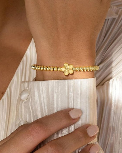 Gold Bracelets for Women 14K Gold Beaded Bracelets Stackable Bracelets for Women Gold Charm Bracelet Non Tarnish Gold Jewelry for Women Trendy