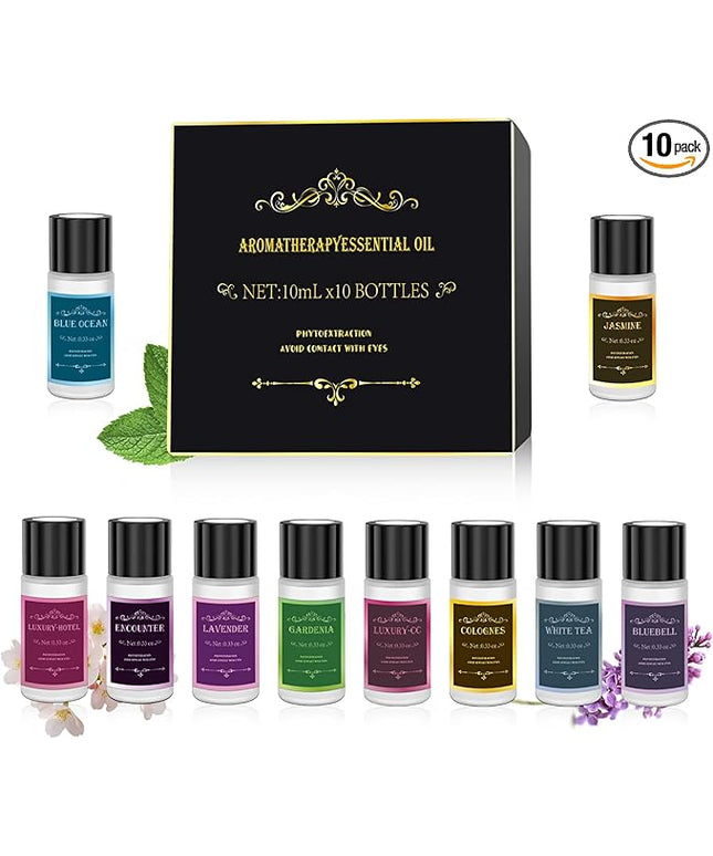Car Air Freshener,Smart Car Air Freshener, Suitable For Car Diffusers And Home Use,Automatic On/Off,10 Scents,Car Diffusers Have 3 Adjustable Modes,Car Essential Oil Diffusers Have 10 Refill Bottles