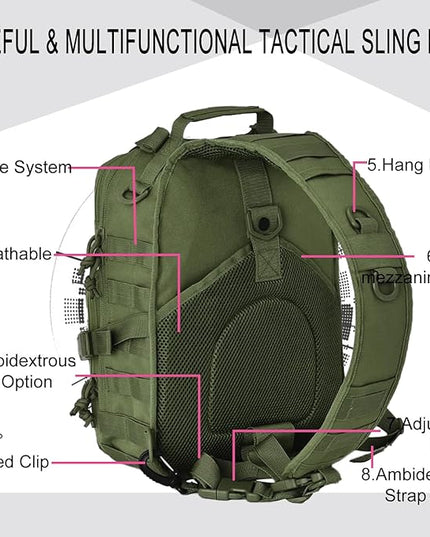 HAOMUK Tactical Sling Bag Pack Military Rover Shoulder Sling Backpack EDC Molle Assault Range Bag