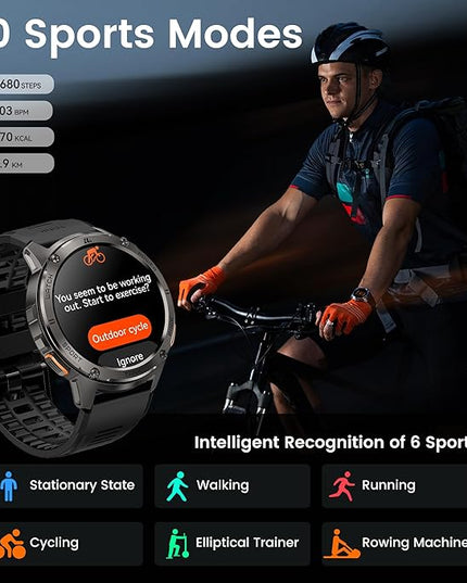 KOSPET Smart Watch for Men, 60 Days Extra-Long Battery, 50M Waterproof for Swimming, Rugged Military Full Metal Body Smartwatch, 1.43” AMOLED Always-On Fitness Watch(Answer/Make Calls) AI Voice