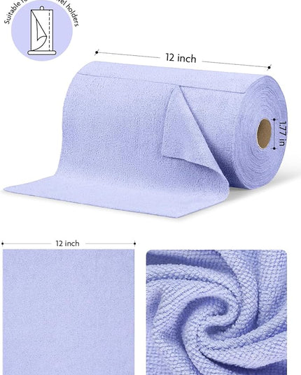 Fantasticlean Microfiber Cleaning Cloth Roll -75 Pack, Tear Away Microfiber Towels, 12" x 12", Reusable, Washable, Scratch Free, Ultra Absorbent Dishcloth for All-Around Cleaning Supplies (Lavender)