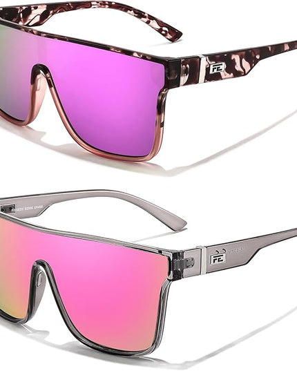 FEISEDY Sunglasses for Women Men, Fashion Mirrored Single Lens, Driving Beach Sunnies UV400 Shades B2996