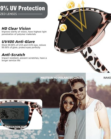 MEETSUN Polarized Sunglasses for Women Men Classic Retro Square Frame Driving Sun Glasses UV Protection