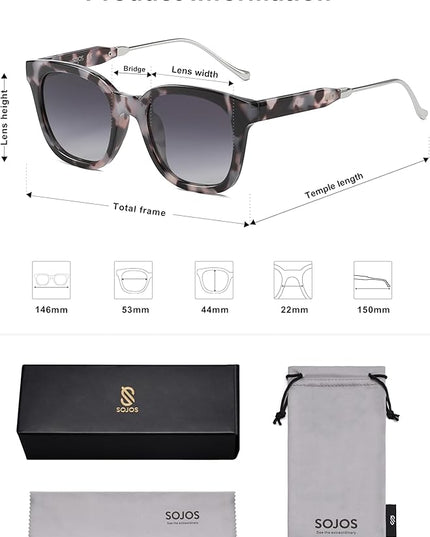 SOJOS Classic Square Polarized Sunglasses Womens Mens Retro Trendy UV400 Sunnies SJ2050