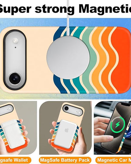 Magnetic for iPhone 17 Air Case Cute Frog Stripes Phone Case, Summer Shockproof Slim TPU and Hard PC Protective Phone Cover Compatible with MagSafe Designed for Women Girls
