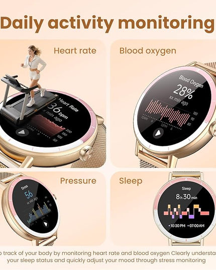 KEEPONFIT Smart Watch for Men/Women Android & iPhone, 1.27" Touch Screen Fitness Tracker with Answer/Make Calls, IP68 Waterproof Heart Rate/Sleep/SpO2 Monitor, Pedometer, 100+ Sport Modes