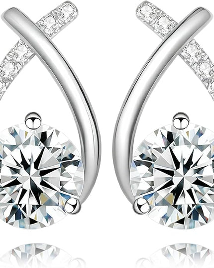 Moissanite Stud Earrings D Color VVS1 Moissanite Earrings 925 Sterling Silver 18K Gold Plated Friction Flat Bottom Mermaid Tail Earrings for Women